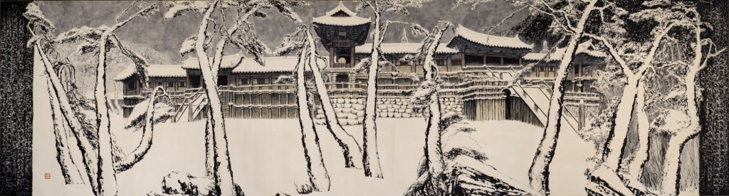 박대성, 불국설경, 1996, Ink on paper, 291.6x1084cm, 솔거미술관 소장_LACMA 출품 예정