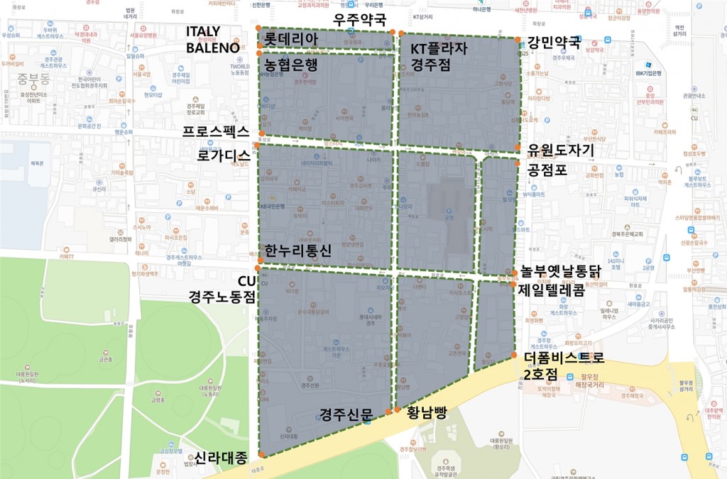 1-2. 경주 상권르네상스 사업 종합 위치도